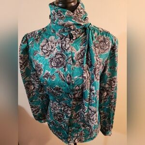 Green Black And White Vintage Blouse